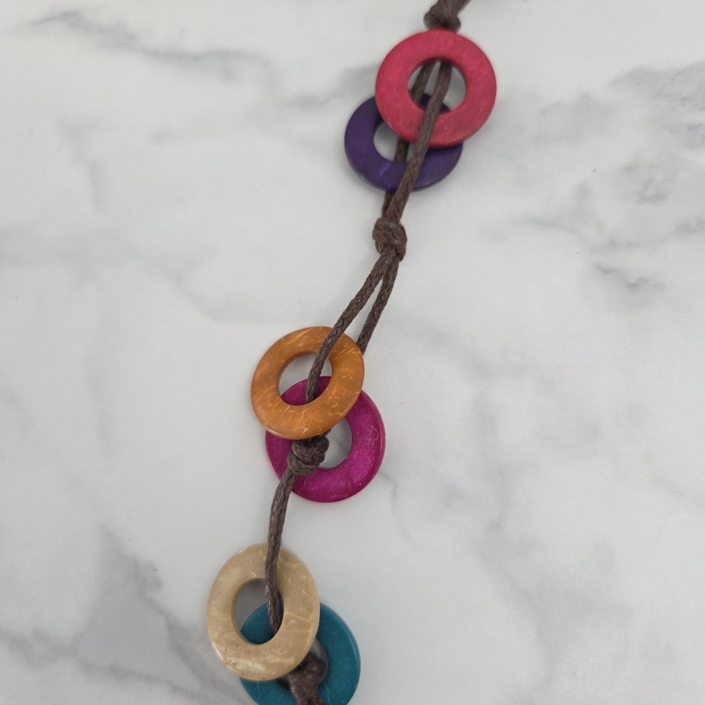 Paparazzi Accesories Boho Multi Color Wooden Discs Necklace & Earring Set - Picture 5 of 16